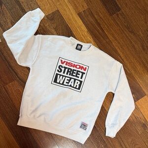 Vision Street Wear White Crewneck Sweater Vintage
